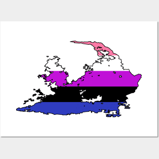 Pride Koria Map - Genderfluid Posters and Art